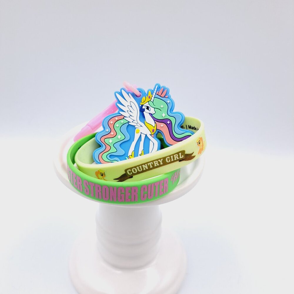 MLP My Little Pony Pair Stronger & AppleJack Bracelets & Princess Celestia Clip